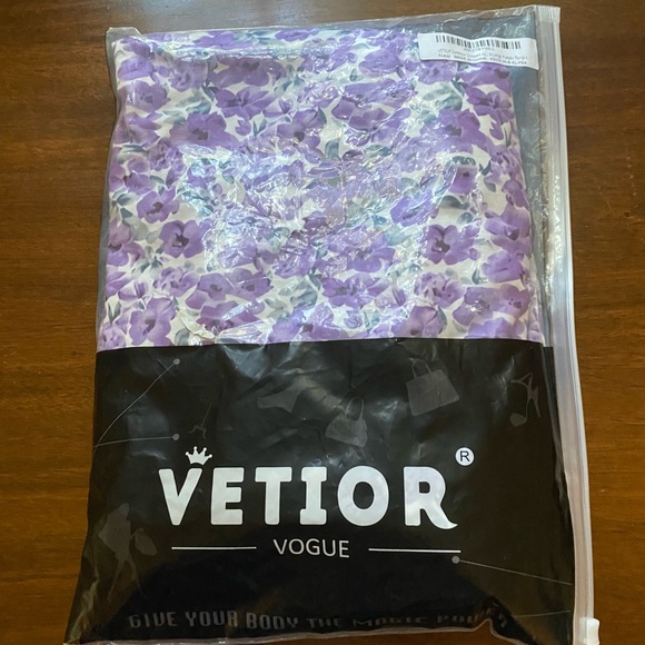 VETIOR Womens Cap Sleeve Square Neck Floral Sun
Dress; Purple & White; Size: XL - Picture 9 of 10